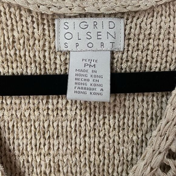 SIGRID OLSEN SPORT Long Sleeve V-neck Sweater Beige Women’s Size Petite Medium - Picture 4 of 6